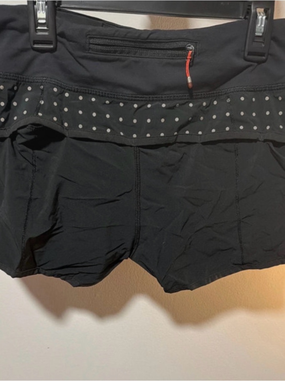 lululemon athletica Black Athletic Shorts with Polka-Dot Waistband